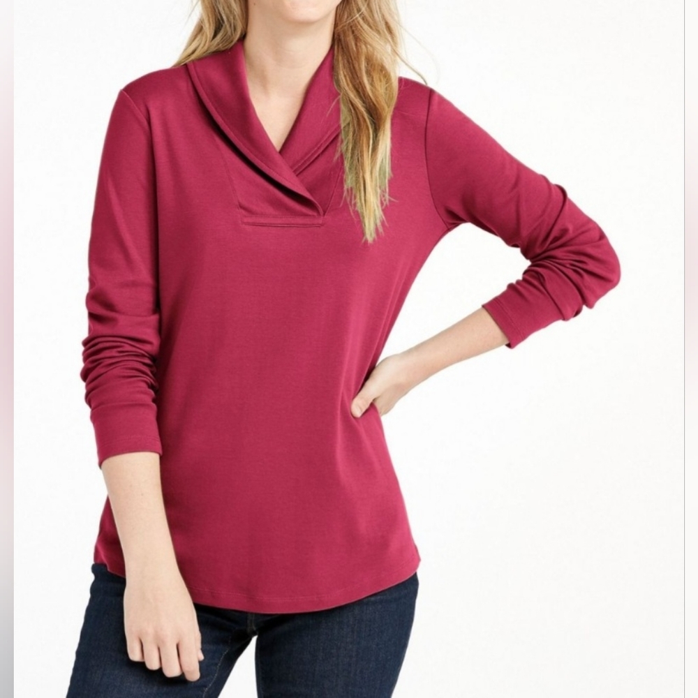 L.L.Bean Women's Pullover Long-Sleeve Shawl Collar Size Regular L